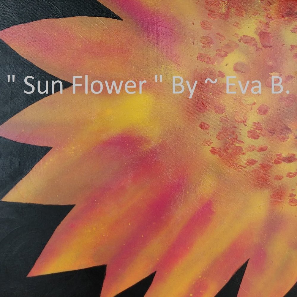 Sun Flower Art , Original Painting Of Abstract Style Sunflower On Canvas 16x20